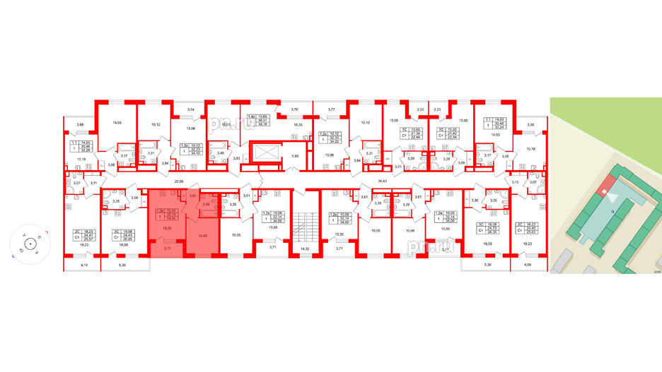 Квартира в ЖК «Парадный ансамбль», 1 комнатная, 32.14 м², 4 этаж