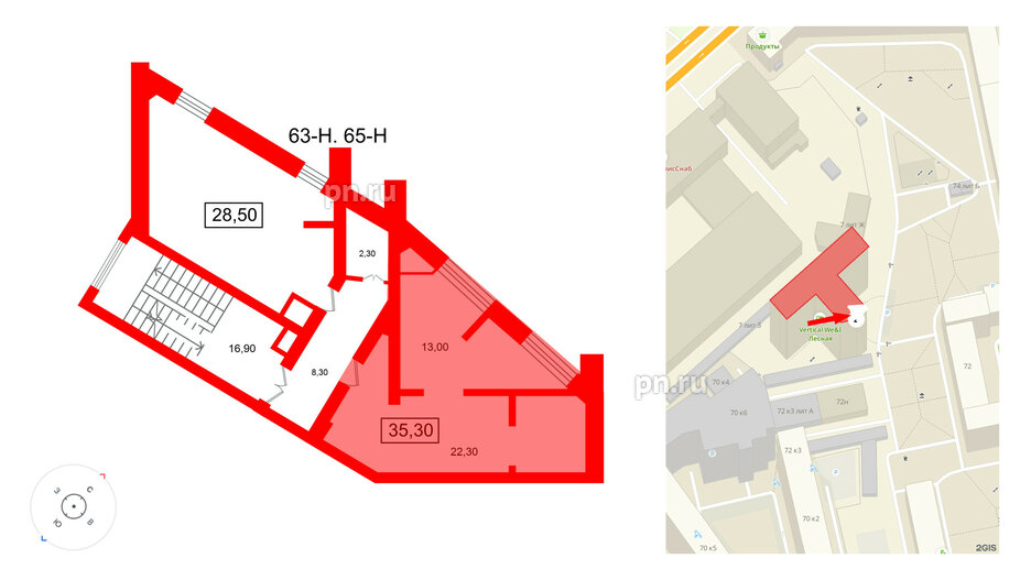 Помещение в ЖК Вертикаль на Лесной., 35.3 м², 2 этаж