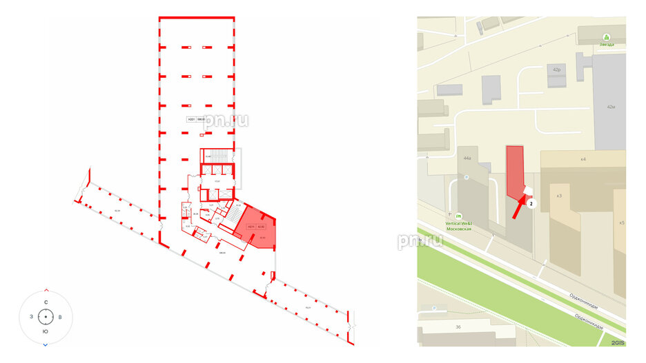 Помещение в ЖК Вертикаль на Московской (корп.2)., 42.92 м², 2 этаж