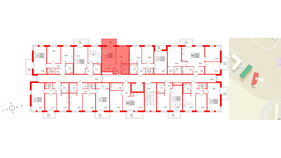 Квартира в ЖК Арт Парк, 1 комнатная, 40.02 м², 5 этаж