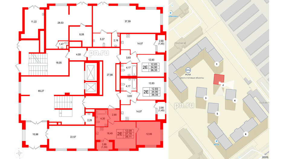 Квартира в ЖК Гранат, 1 комнатная, 39.11 м², 1 этаж