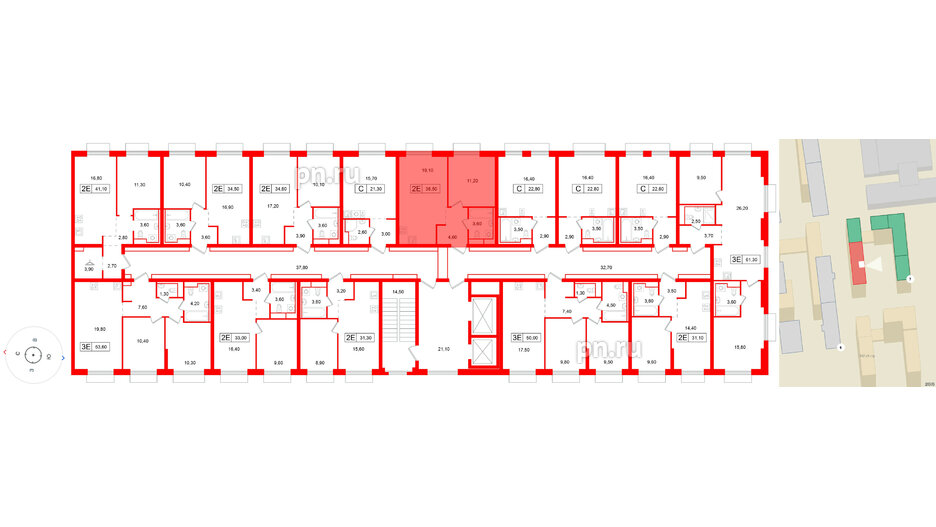 Квартира в ЖК Витебский парк, 1 комнатная, 38.5 м², 2 этаж