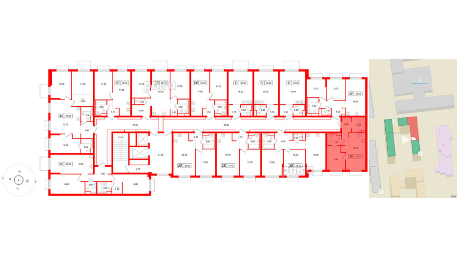 Квартира в ЖК Витебский парк, 1 комнатная, 39.2 м², 7 этаж