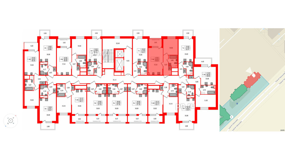 Квартира в ЖК «Сэтл ЛОФТ», 1 комнатная, 36.38 м², 7 этаж