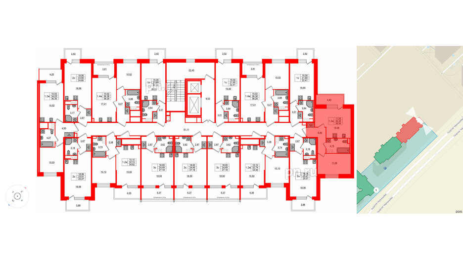 Квартира в ЖК «Сэтл ЛОФТ», 1 комнатная, 36.36 м², 12 этаж