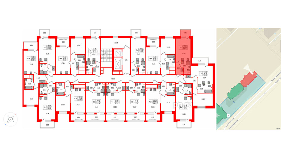 Квартира в ЖК «Сэтл ЛОФТ», студия, 21.65 м², 5 этаж
