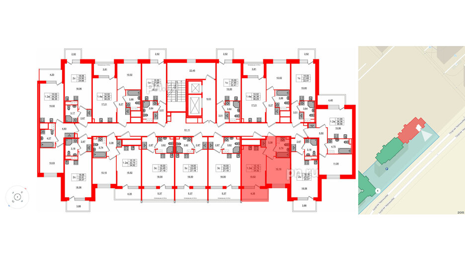 Квартира в ЖК «Сэтл ЛОФТ», 1 комнатная, 32.74 м², 12 этаж