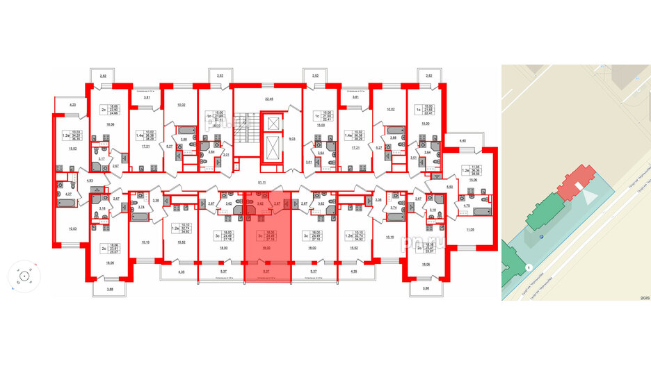 Квартира в ЖК «Сэтл ЛОФТ», студия, 24.49 м², 10 этаж