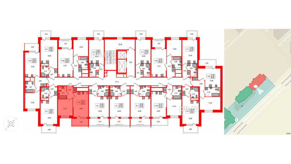 Квартира в ЖК «Сэтл ЛОФТ», 1 комнатная, 32.74 м², 10 этаж