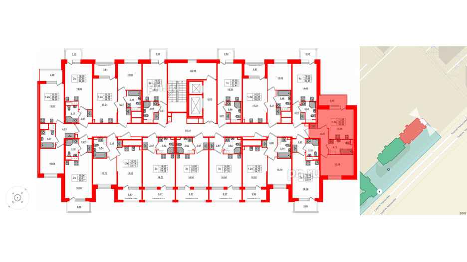 Квартира в ЖК «Сэтл ЛОФТ», 1 комнатная, 36.36 м², 7 этаж