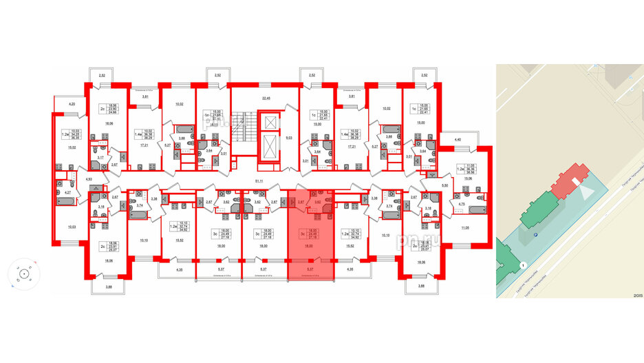 Квартира в ЖК «Сэтл ЛОФТ», студия, 24.49 м², 11 этаж