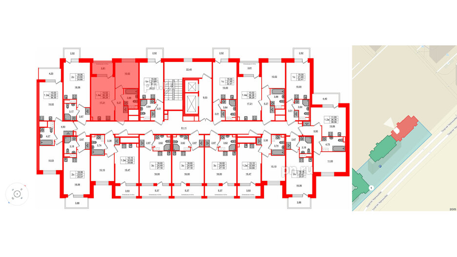 Квартира в ЖК «Сэтл ЛОФТ», 1 комнатная, 36.38 м², 3 этаж