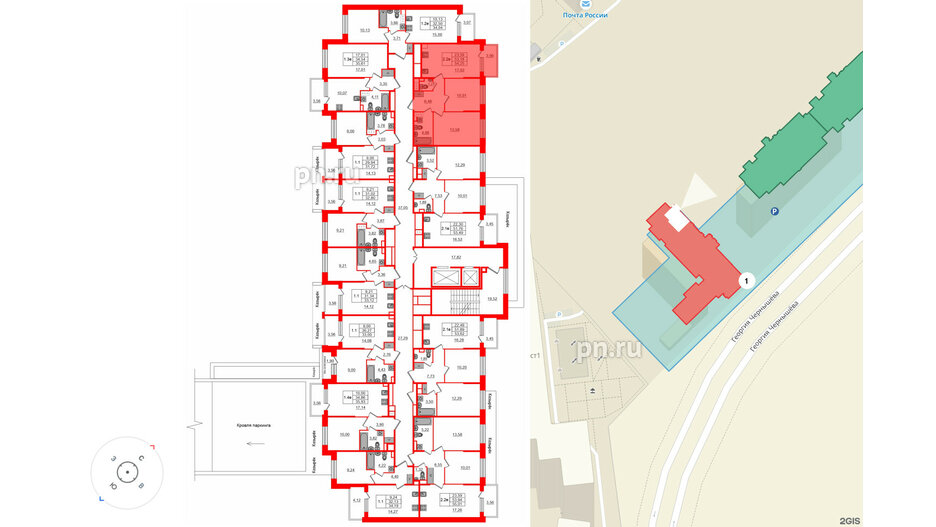 Квартира в ЖК «Сэтл ЛОФТ», 2 комнатная, 53.18 м², 2 этаж