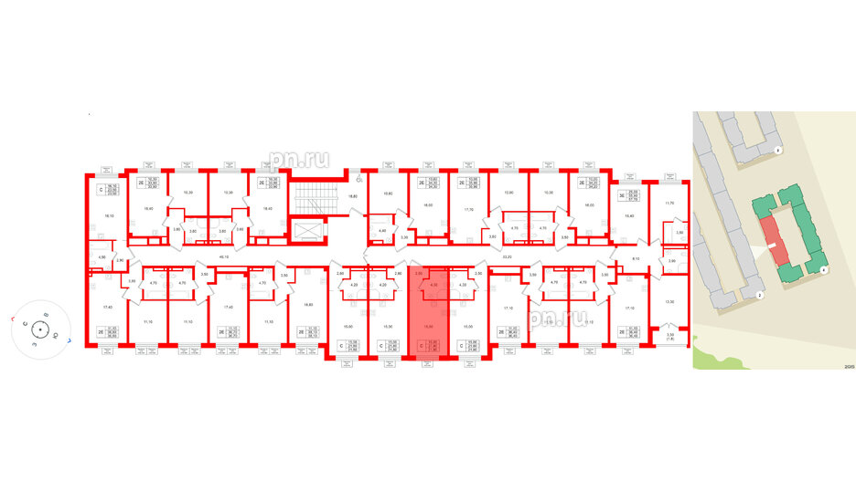 Квартира в ЖК «Пулково Лейк», студия, 21.8 м², 3 этаж
