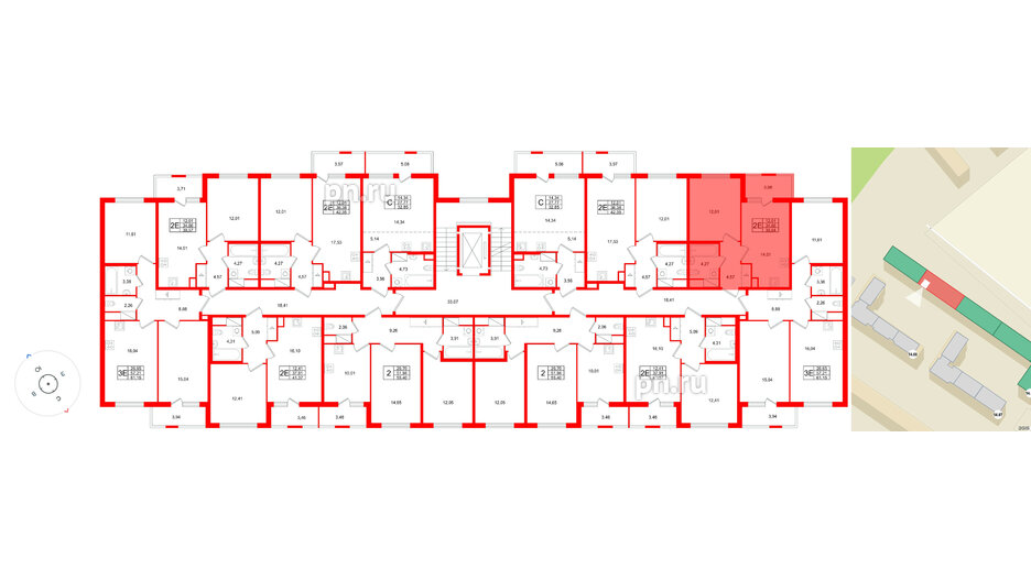 Квартира в ЖК ЯСНО.ЯНИНО, 1 комнатная, 38.84 м², 3 этаж