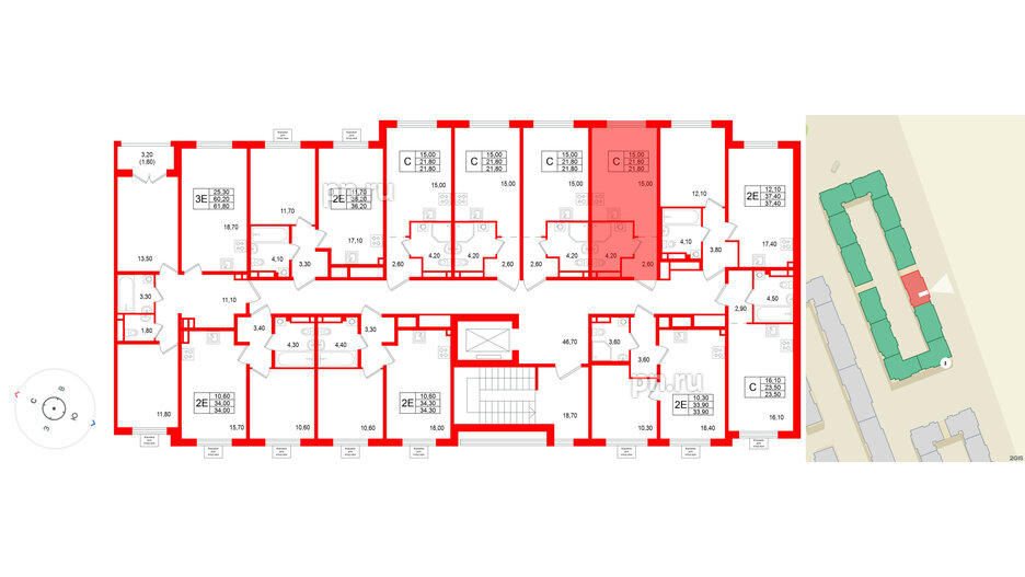 Квартира в ЖК «Пулково Лейк», студия, 21.8 м², 4 этаж