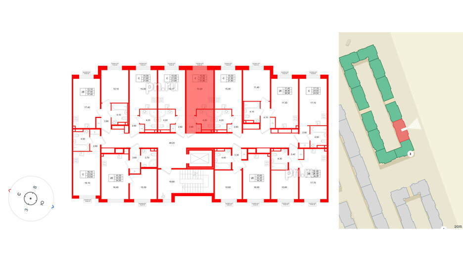 Квартира в ЖК «Пулково Лейк», студия, 21.8 м², 3 этаж