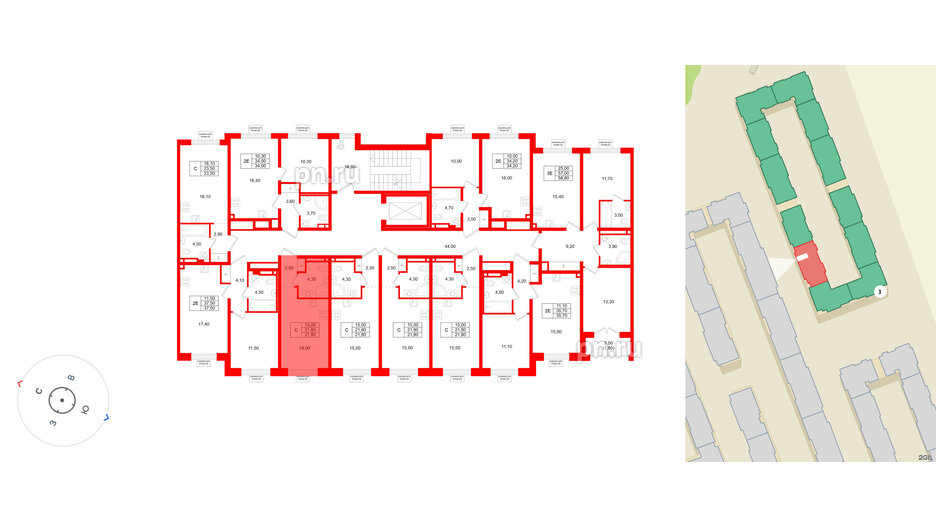 Квартира в ЖК «Пулково Лейк», студия, 21.8 м², 3 этаж