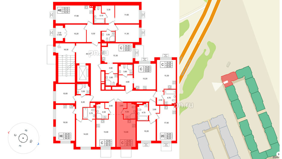 Квартира в ЖК «Пулково Лейк», студия, 22.1 м², 2 этаж