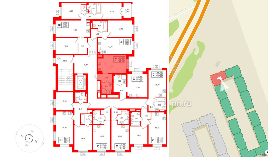 Квартира в ЖК «Пулково Лейк», студия, 22.7 м², 3 этаж