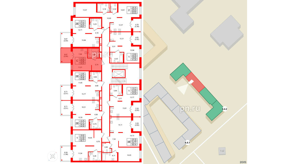 Квартира в ЖК Образцовый квартал, студия, 30.86 м², 3 этаж