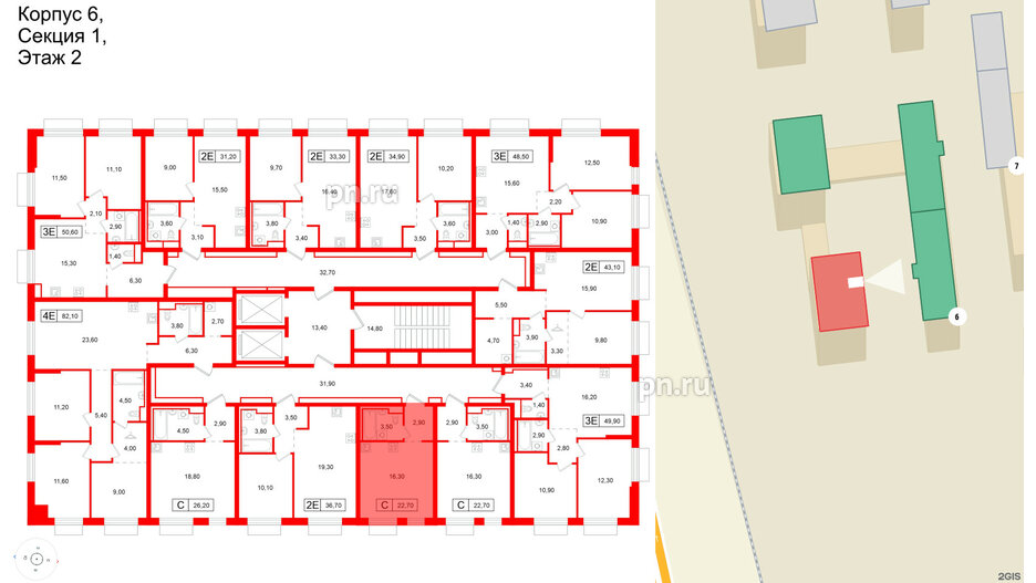 Квартира в ЖК Витебский парк, студия, 22.7 м², 2 этаж