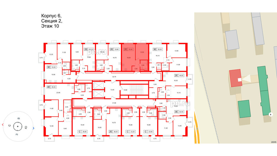 Квартира в ЖК Витебский парк, 1 комнатная, 35.8 м², 10 этаж