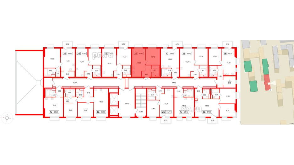Квартира в ЖК Витебский парк, 1 комнатная, 35.8 м², 12 этаж