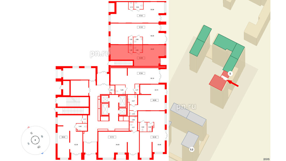 Помещение в ЖК Имена, 54.89 м², 1 этаж
