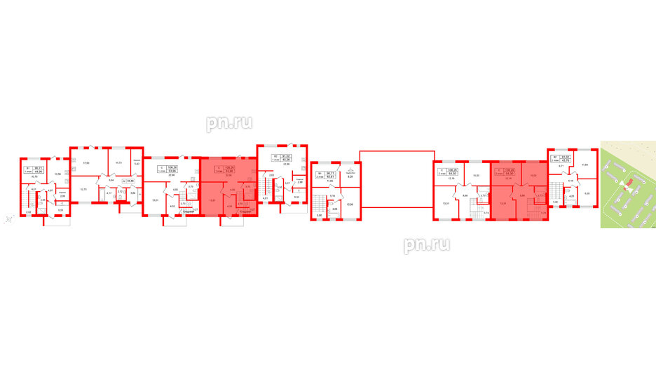 Квартира в ЖК СветЛО, 4 комнатная, 108.26 м², 1 этаж