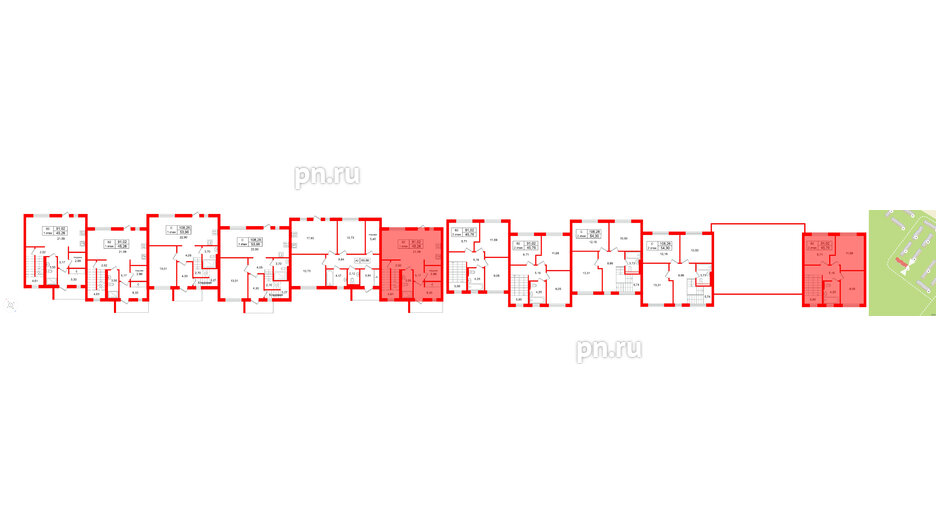 Квартира в ЖК СветЛО, 3 комнатная, 91.02 м², 1 этаж
