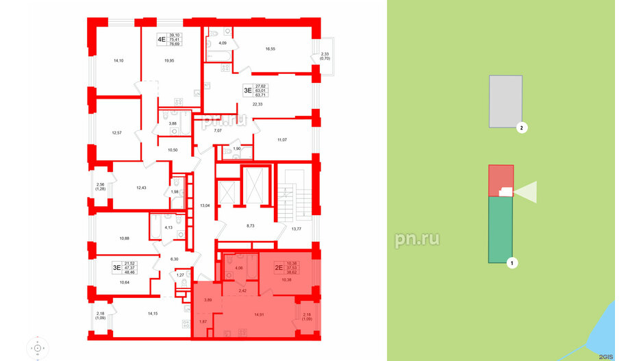 Квартира в ЖК GloraX Кольский, 1 комнатная, 38.62 м², 11 этаж