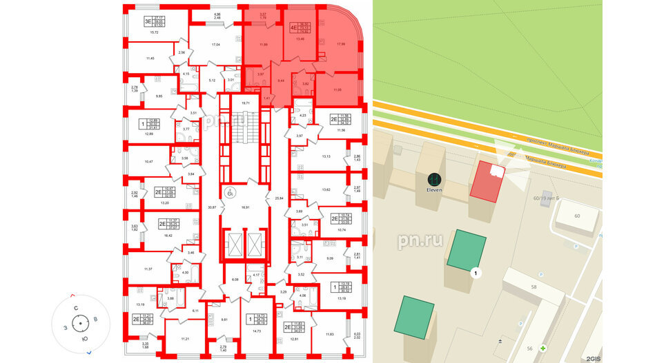 Квартира в ЖК Аурум, 3 комнатная, 74.92 м², 12 этаж