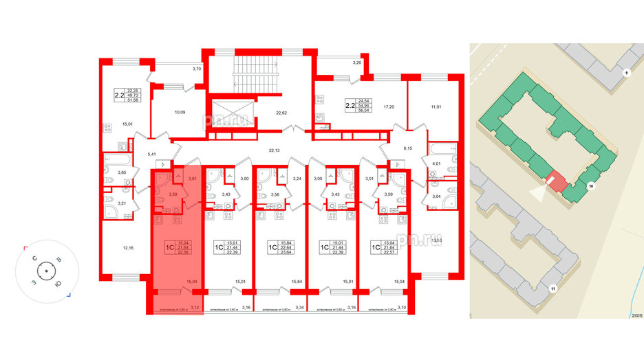 Квартира в ЖК «Универ Сити», студия, 21.64 м², 4 этаж
