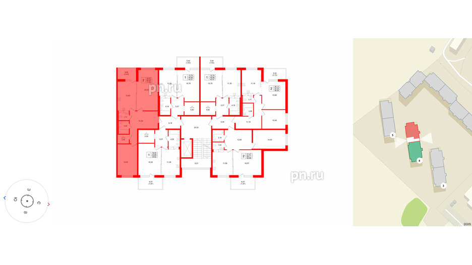 Квартира в ЖК «Финский Квартал», 2 комнатная, 71.52 м², 2 этаж