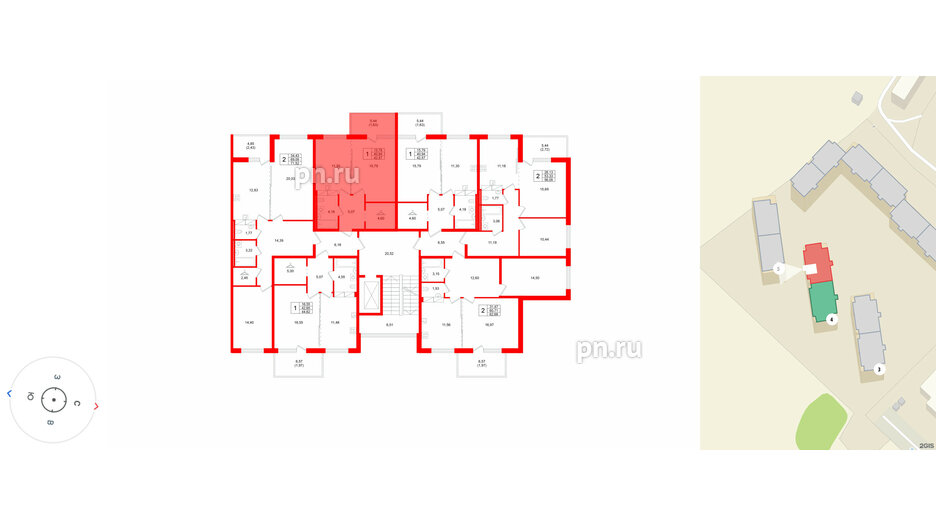 Квартира в ЖК «Финский Квартал», 1 комнатная, 42.57 м², 5 этаж