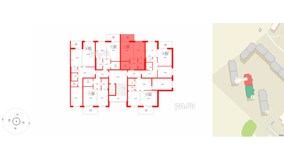 Квартира в ЖК «Финский Квартал», 1 комнатная, 42.57 м², 5 этаж