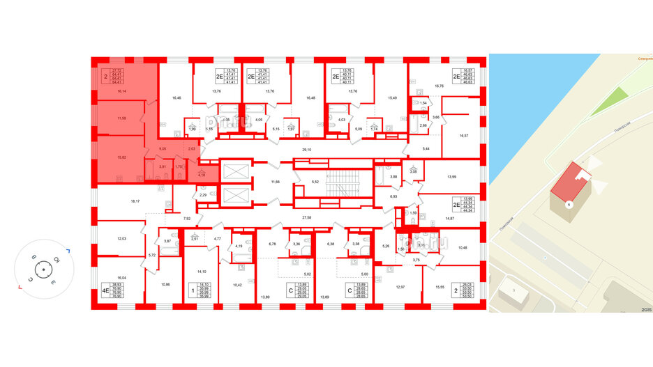 Квартира в ЖК Кольские огни, 2 комнатная, 64.41 м², 9 этаж