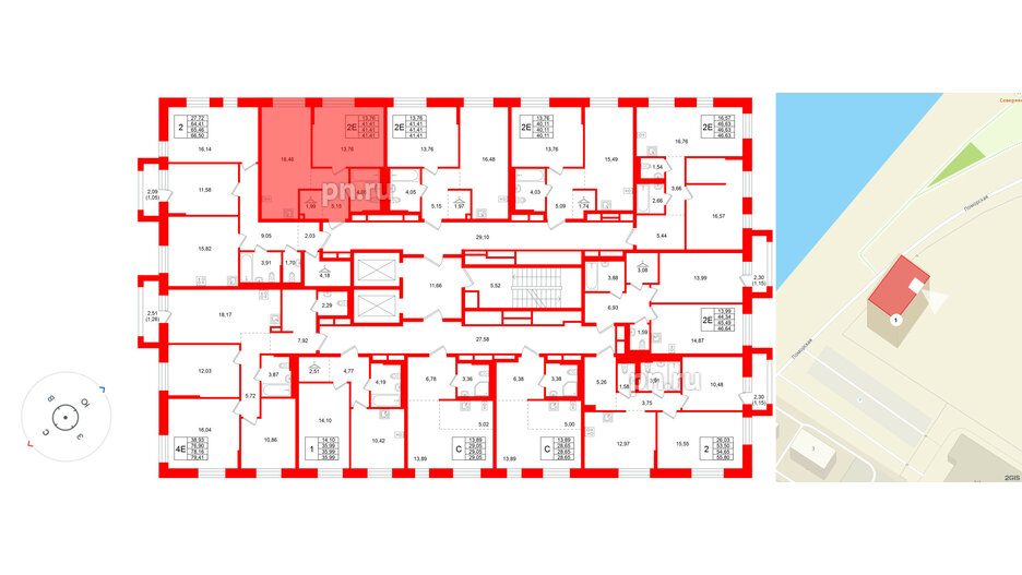 Квартира в ЖК Кольские огни, 1 комнатная, 41.41 м², 12 этаж