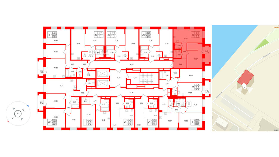 Квартира в ЖК Кольские огни, 1 комнатная, 48.04 м², 8 этаж