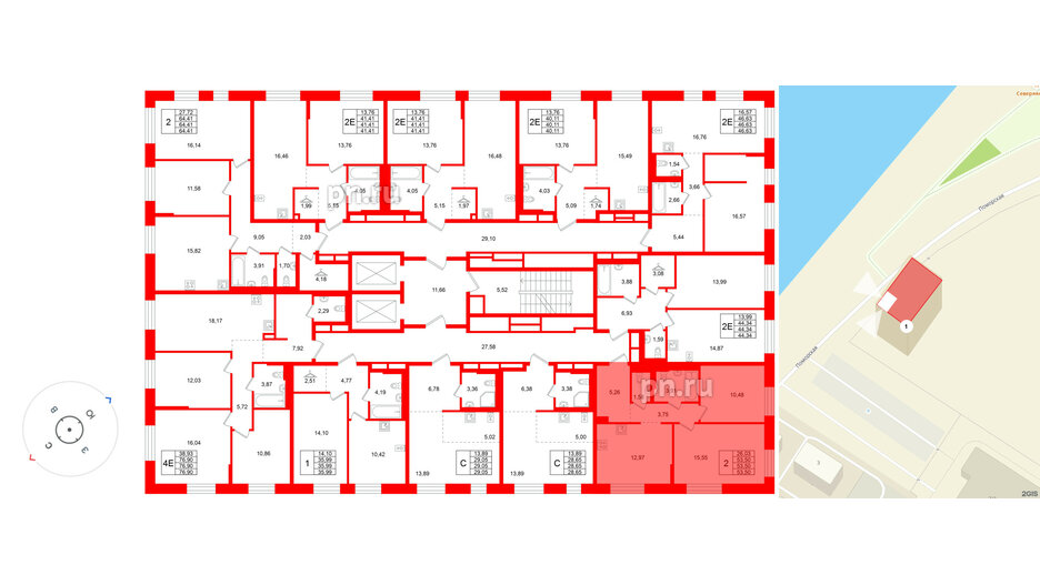 Квартира в ЖК Кольские огни, 2 комнатная, 53.5 м², 5 этаж