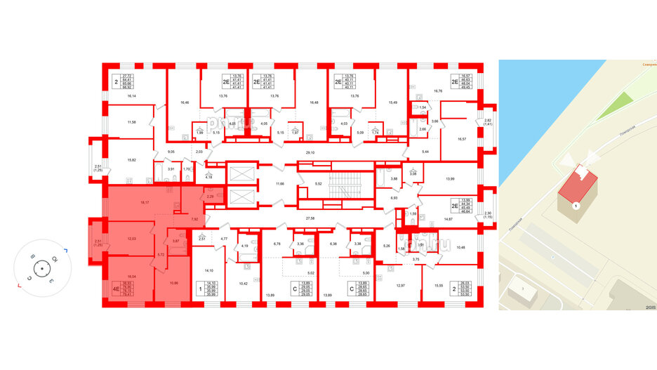Квартира в ЖК Кольские огни, 3 комнатная, 78.15 м², 7 этаж