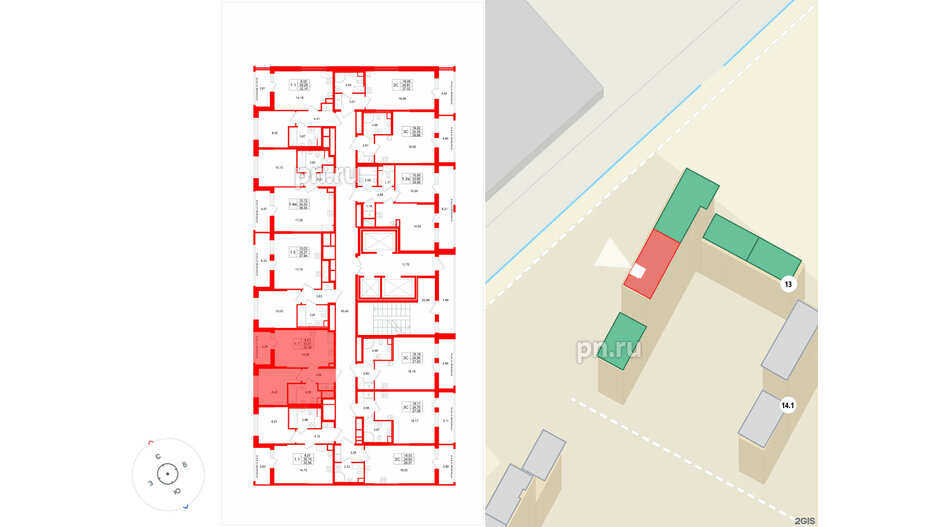 Квартира в ЖК «Город звёзд», 1 комнатная, 30.81 м², 8 этаж