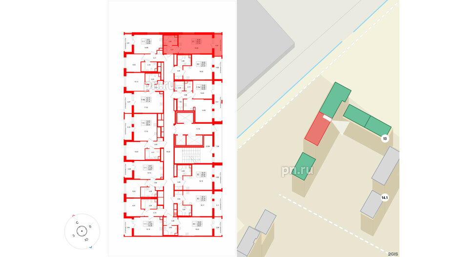 Квартира в ЖК «Город звёзд», студия, 25.22 м², 2 этаж