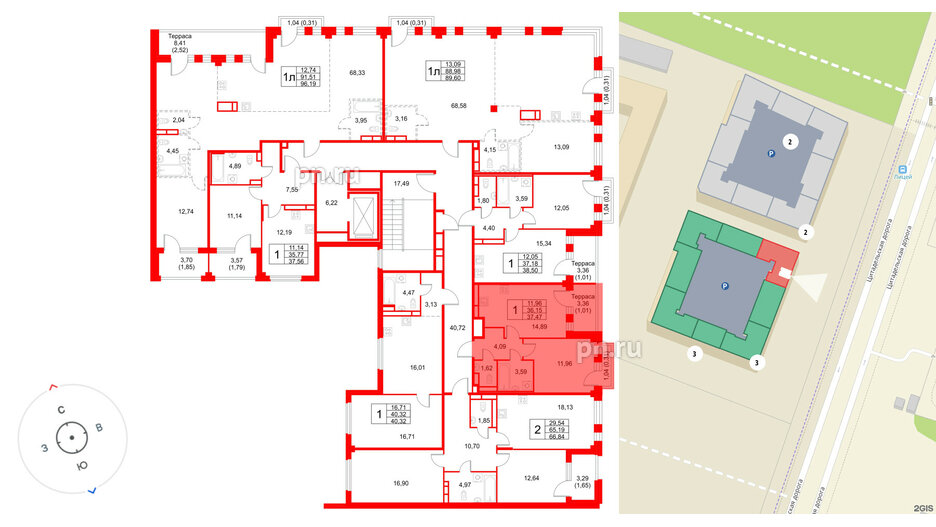 Квартира в ЖК Кронфорт, 1 комнатная, 37.47 м², 4 этаж