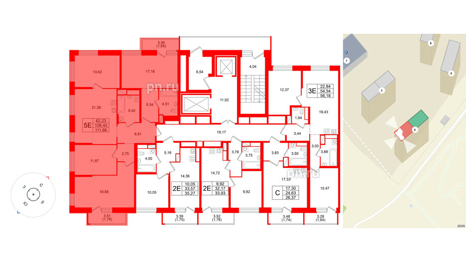 Квартира в ЖК «Юнтолово», 4 комнатная, 111.86 м², 9 этаж