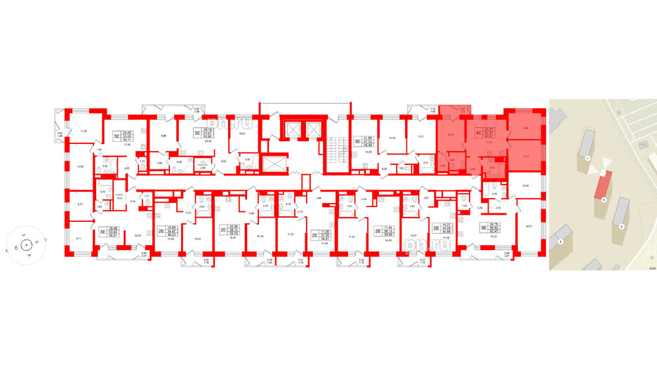 Квартира в ЖК Юнтолово, 3 комнатная, 63.41 м², 20 этаж