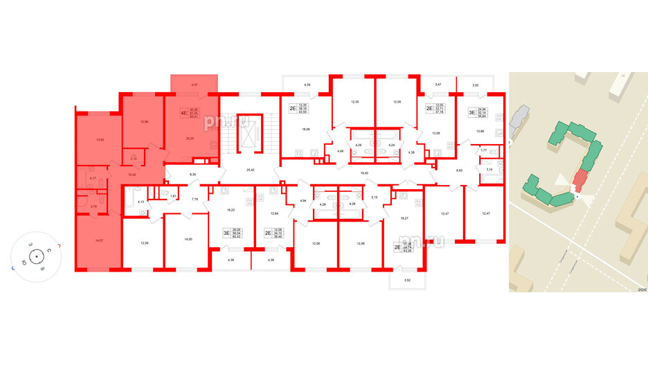 Квартира в ЖК «Югтаун», 3 комнатная, 85.41 м², 5 этаж