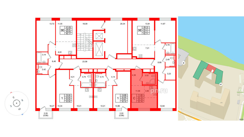 Квартира в ЖК Живи в Рыбацком, студия, 22.76 м², 12 этаж