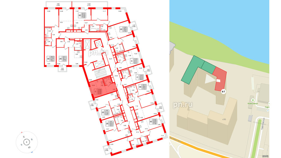 Квартира в ЖК Живи в Рыбацком, студия, 22.06 м², 23 этаж